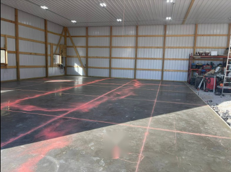 Concrete garage and shop floor finished by Twins Concrete in Lincoln, Nebraska