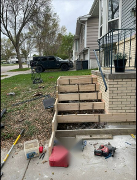 Front steps formed up before the concrete pour by Twins Concrete in Lincoln, Nebraska